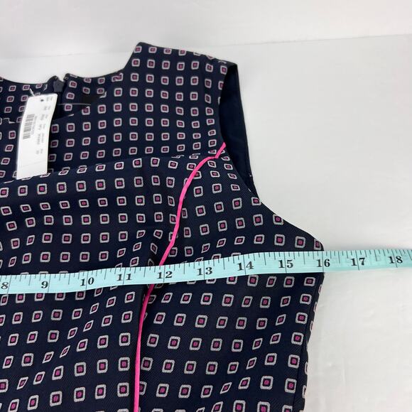 NWT J. Crew Navy Pink Pleated Full-skirt Jacquard Dress 00 Classy Career Retro - Picture 12 of 14
